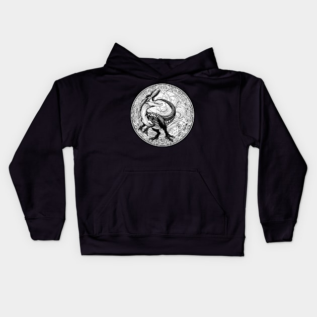 Velociraptor Dinosaur in an Art Deco Style Kids Hoodie by RCDBerlin